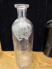 VTG LOT OF 4 GLASS BROWN & CLEAR MEDICINE BOTTLES